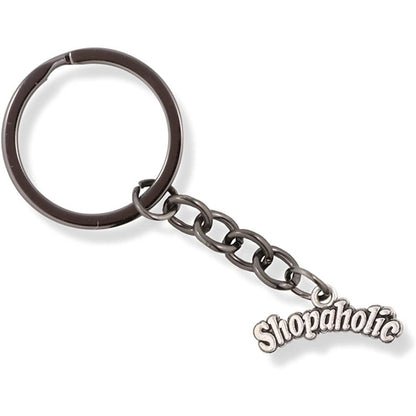 Shopaholic Text Charm Keychain