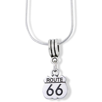 Route 66 Driving Historic Highway Car Trucking Charm Necklace