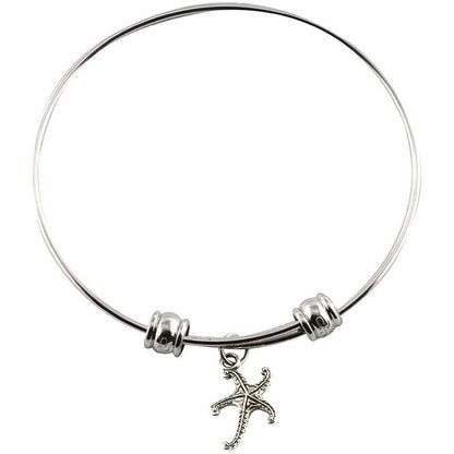 Star Fish Charm Bangle Bracelet
