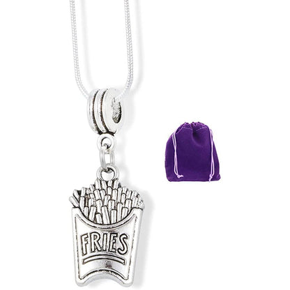 French Fry Charm Necklace with Stainless Steel Snake Chain