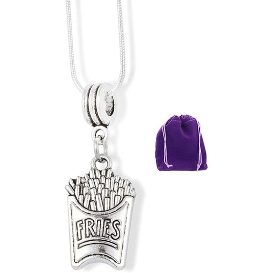 French Fry Charm Necklace with Stainless Steel Snake Chain