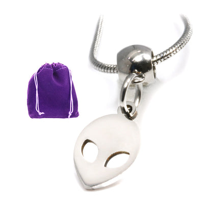 Alien Necklace - This UFO Flying a Big Ufo for a Flying Alien UFO Necklace makes a great Silver UFO Pendant Necklace as Alien Jewlery or Alien Jewelry and for out space fans 100% Stainless Steel - HL