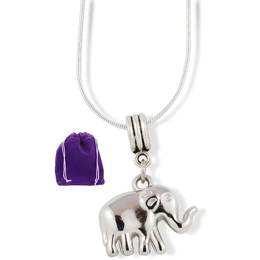 Elephant Charm Necklace with Stainless Steel Snake Chain