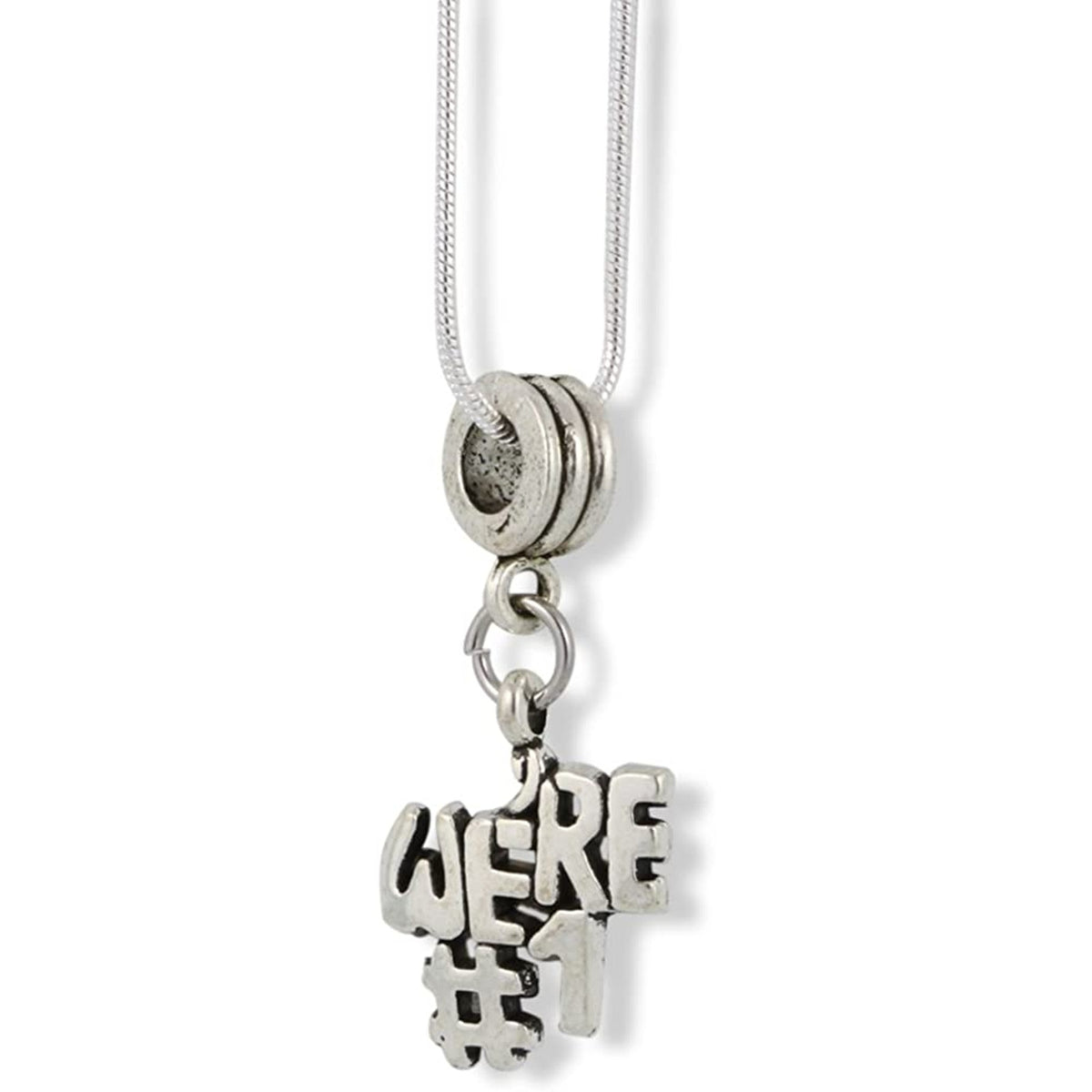 We're #1 Charm Necklace with Stainless Steel Snake Chain