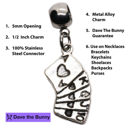 Poker Hand Charm Necklace with Stainless Steel Snake Chain