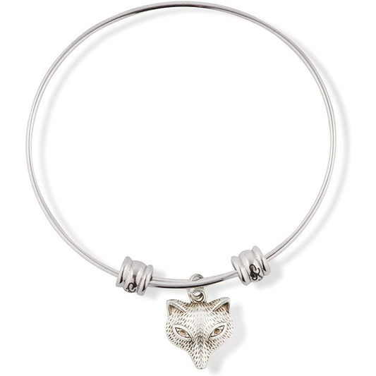 Fox Head Foxy Animal Nature Wildlife Charm Bangle Bracelet