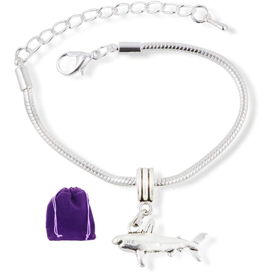 Shark Charm Bracelet with Stainless Steel Snake Chain