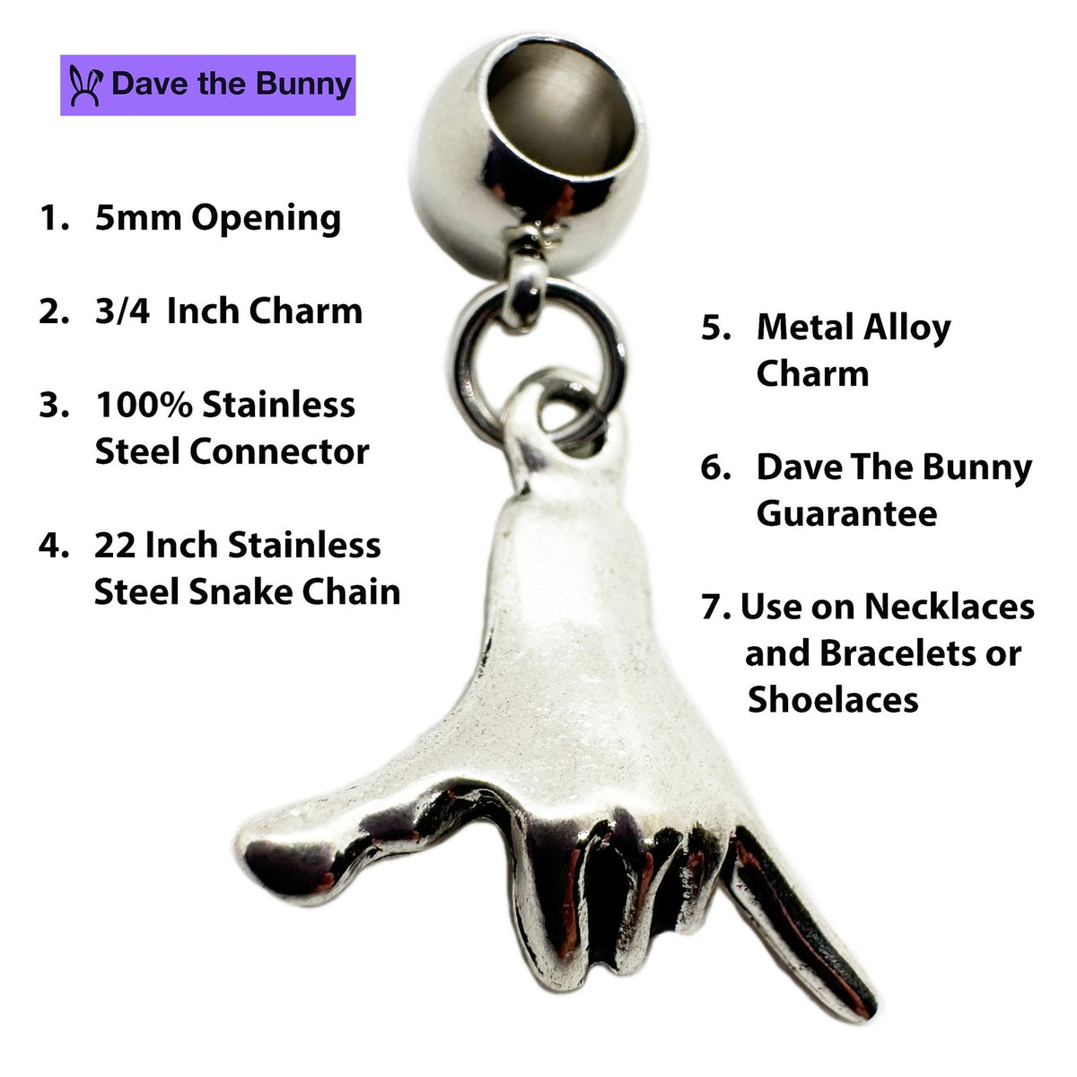 Surf Charm Necklace with Stainless Steel Snake Chain