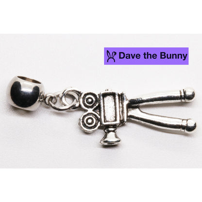 Vintage Action Camera Charm Necklace with Stainless Steel Snake Chain