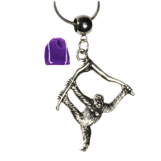 Monkey Charm Necklace with Stainless Steel Snake Chain