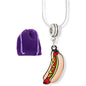 Hot Dog Charm Necklace with Stainless Steel Snake Chain