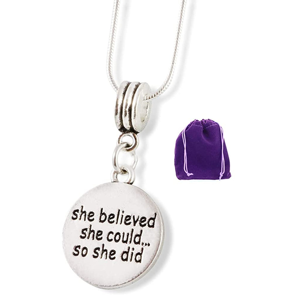 She Believed She Could So She Did Charm Necklace
