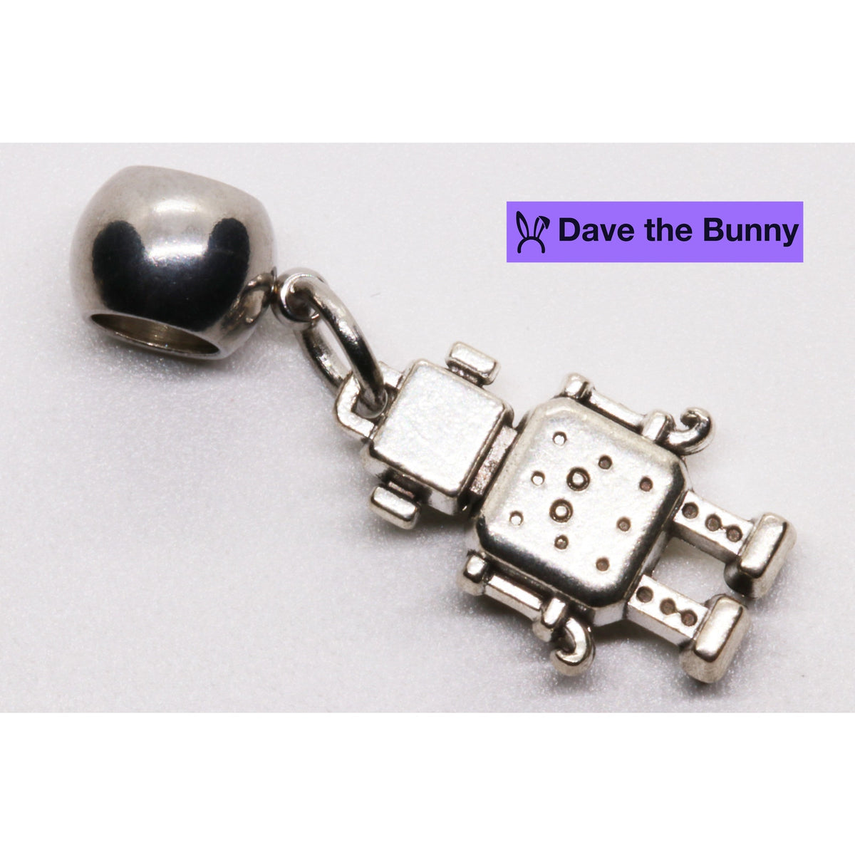Robot Charm with Stainless Steel Connector