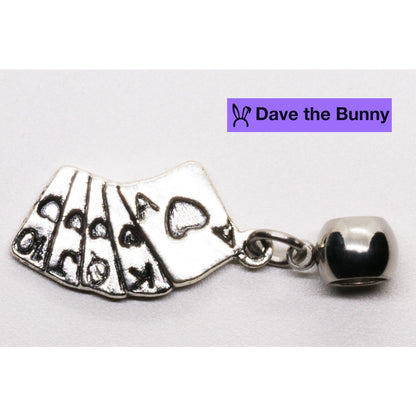 Poker Hand Charm Necklace with Stainless Steel Snake Chain