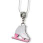 Pink White Ice Skate Charm Necklace with Stainless Steel Snake Chain