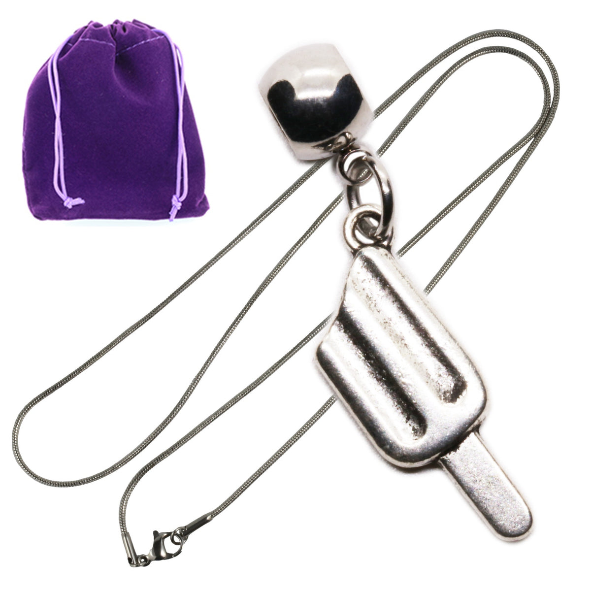 Popsicle Charm Necklace with Stainless Steel Snake Chain