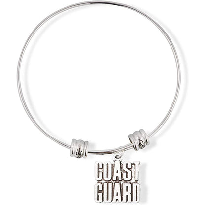 Coast Guard Text Charm Bangle Bracelet
