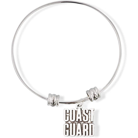 Coast Guard Text Charm Bangle Bracelet