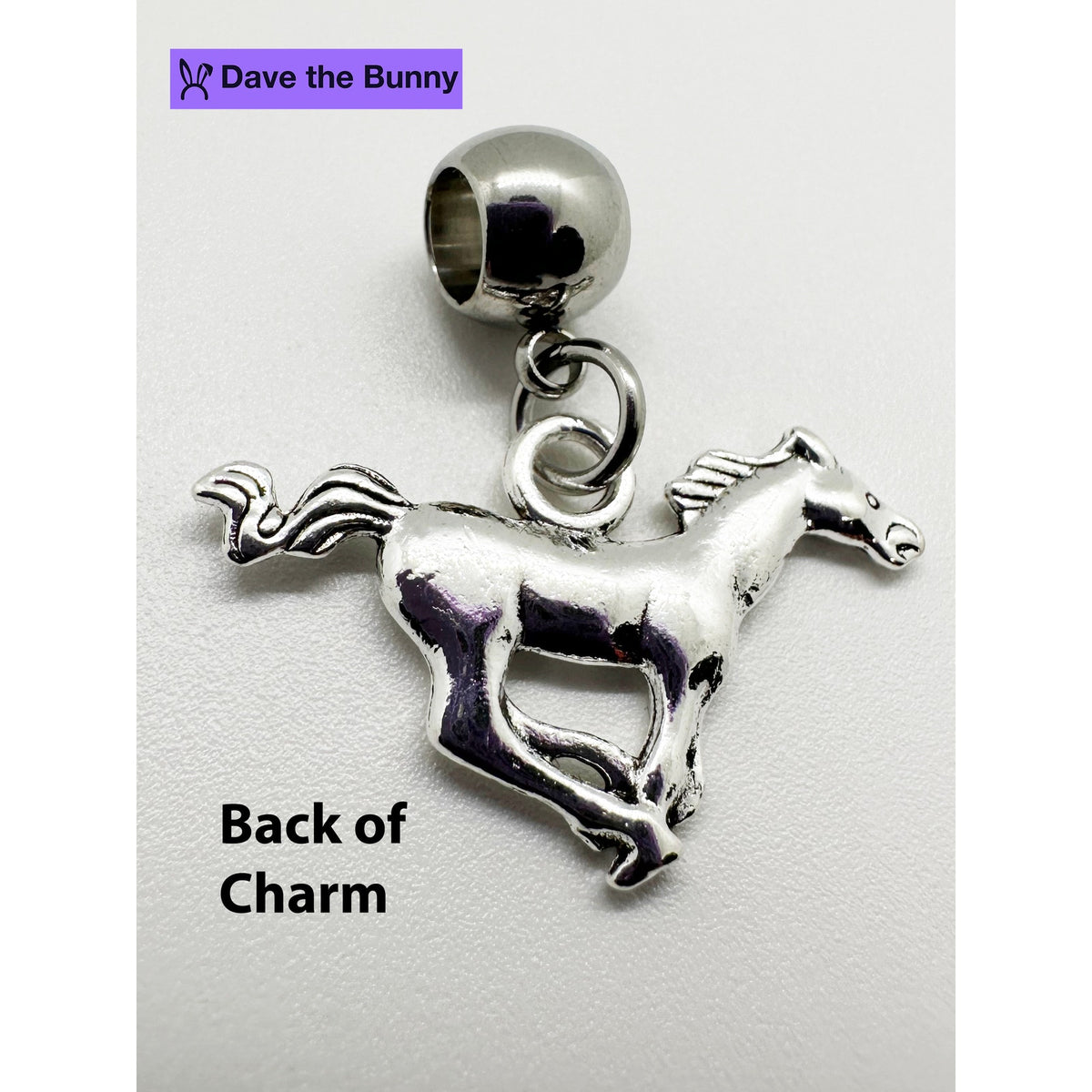 Horse Galloping Running Charm with Stainless Steel Connector