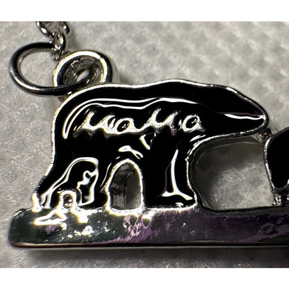 Mama Bear 3 Cubs Charm Necklace with Stainless Steel Snake Chain