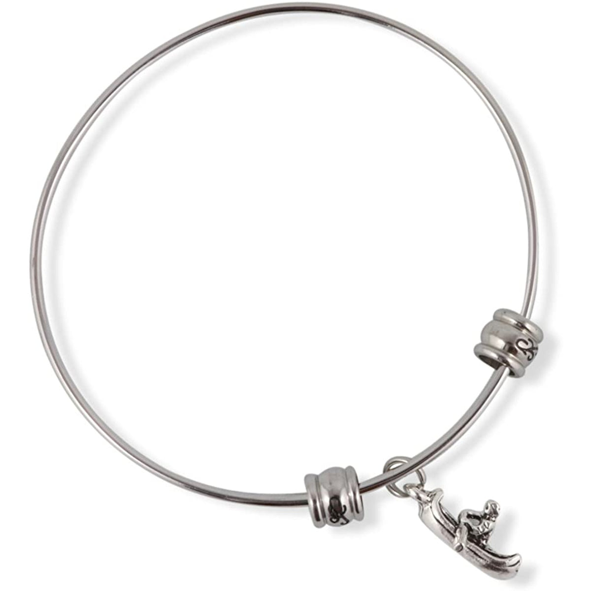 Canoe Rower Charm Bangle Bracelet