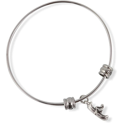 Canoe Rower Charm Bangle Bracelet