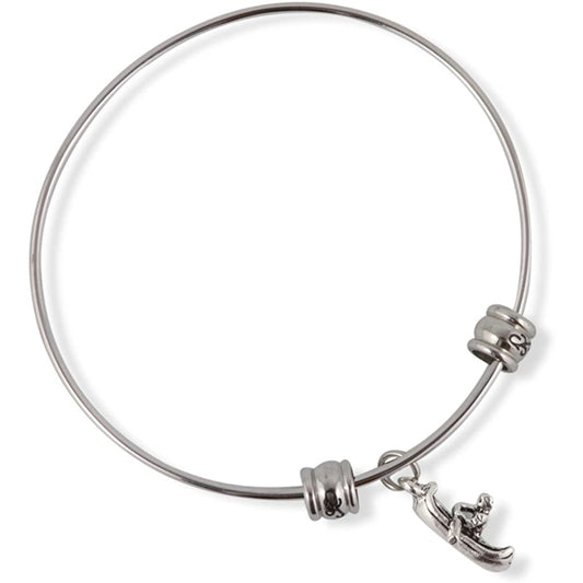 Canoe Rower Charm Bangle Bracelet