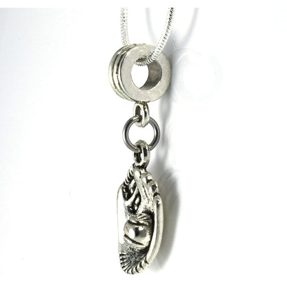 Baseball Charm Necklace with Stainless Steel Snake Chain