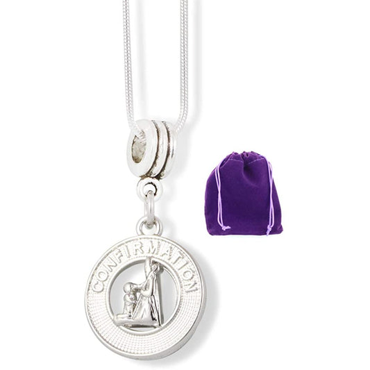 Confirmation Charm Necklace with Stainless Steel Snake Chain