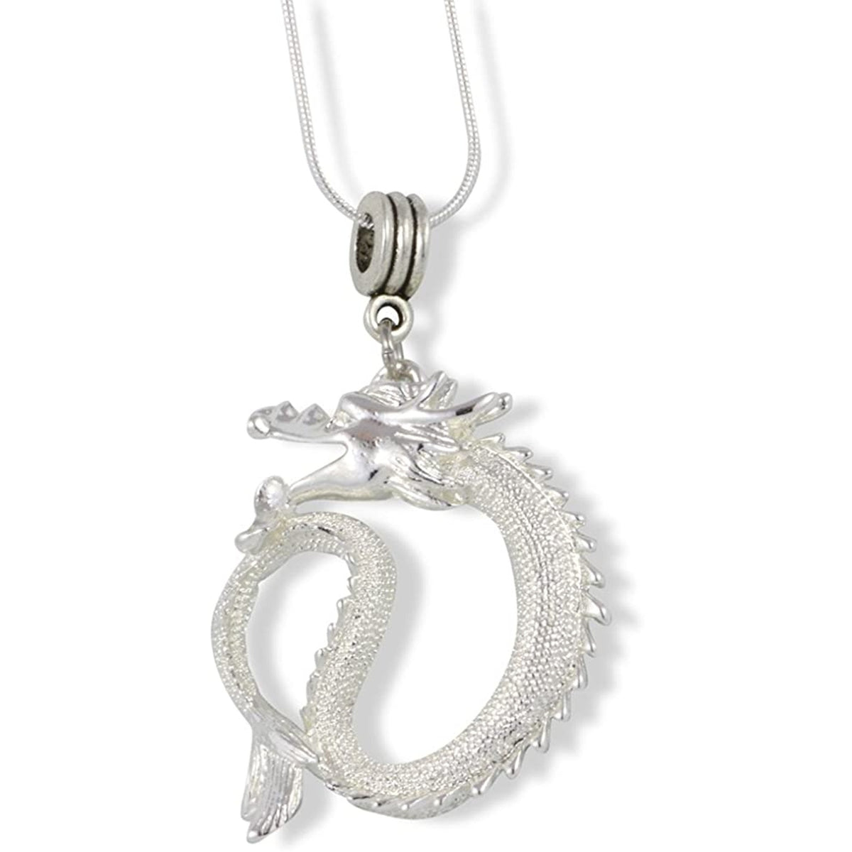 Serpent Dragon Charm Necklace with Stainless Steel Snake Chain
