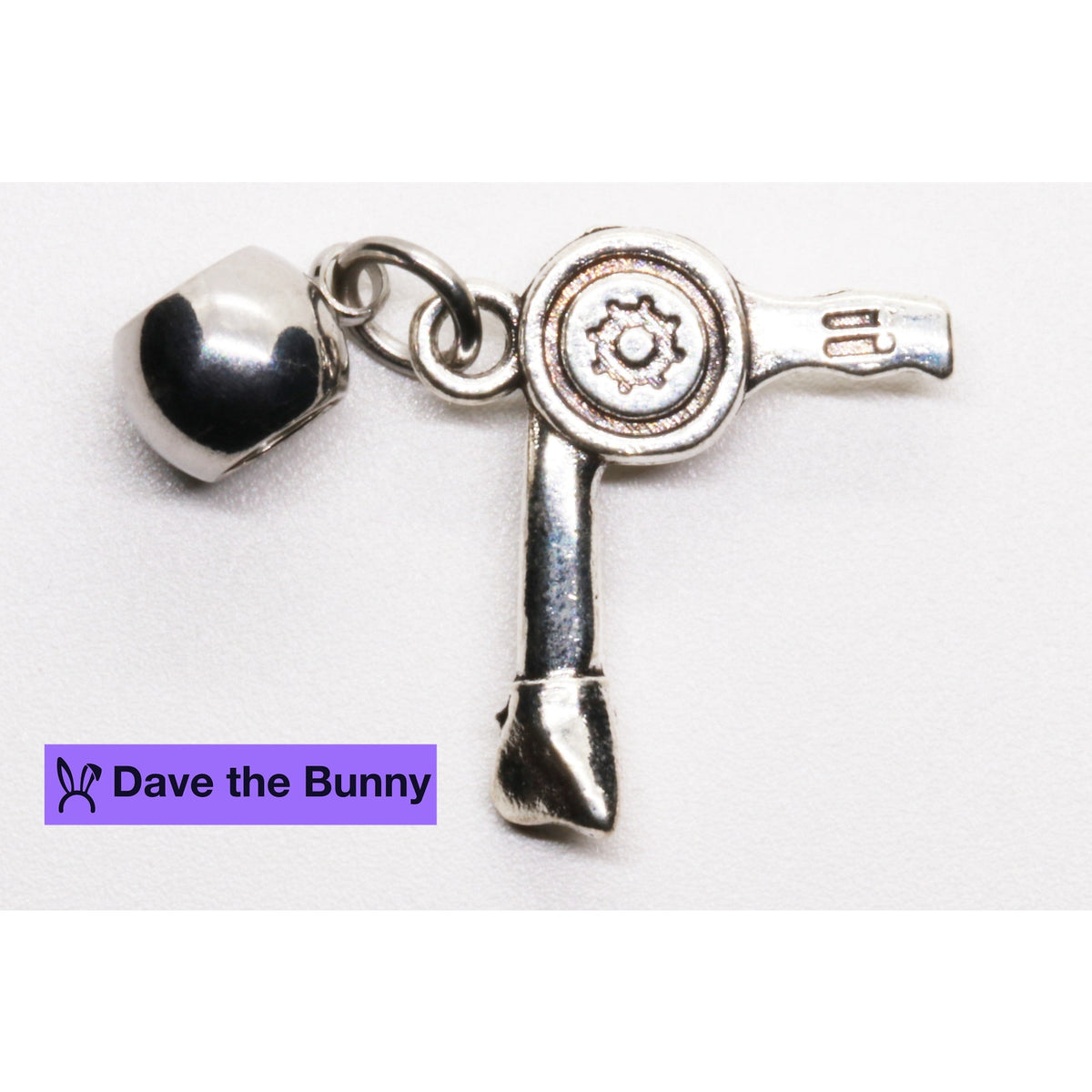 Hair Dryer Charm Necklace with Stainless Steel Snake Chain