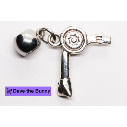 Hair Dryer Charm Necklace with Stainless Steel Snake Chain