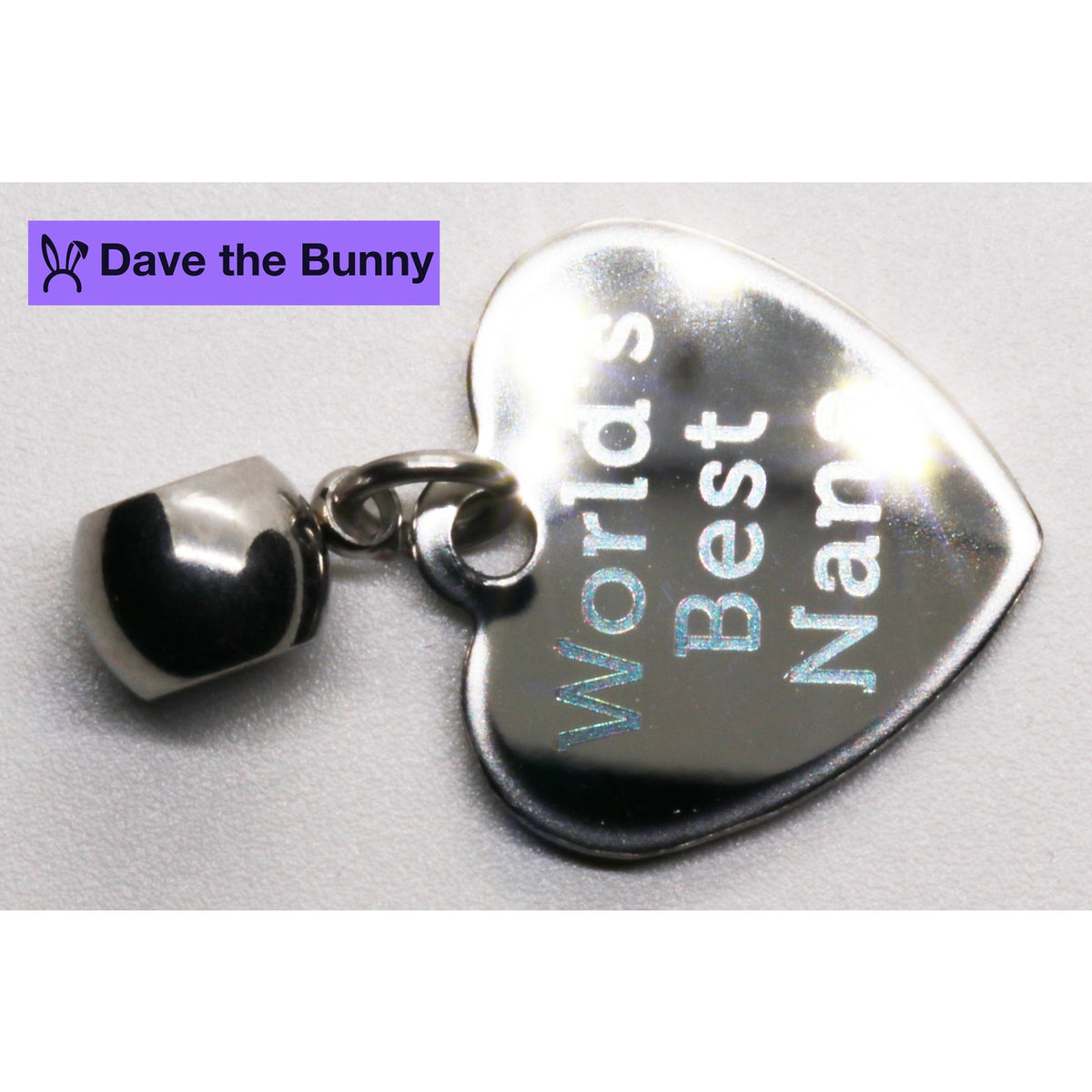 Nana Heart Charm Necklace with Stainless Steel Snake Chain