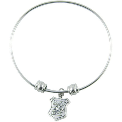 Police Dept Officer Detective Constable Badge Charm Bangle Bracelet