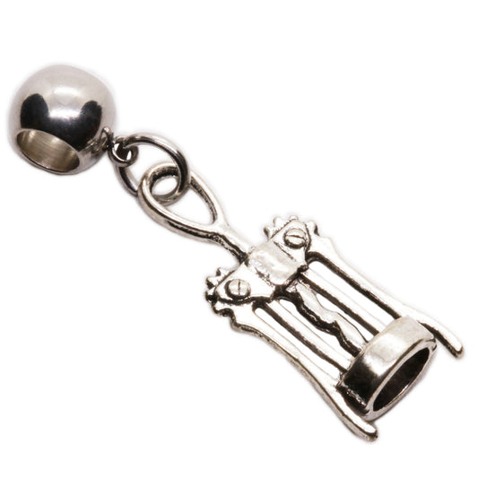 Wine Opener Corkscrew Charm with Stainless Steel Connector