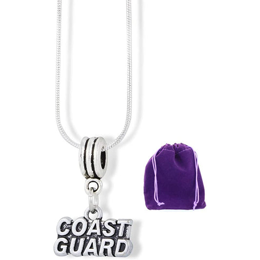 Coast Guard Charm Necklace with Stainless Steel Snake Chain