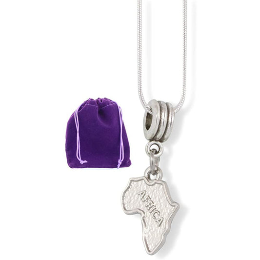 Africa Continent Map Charm Necklace with Stainless Steel Snake Chain