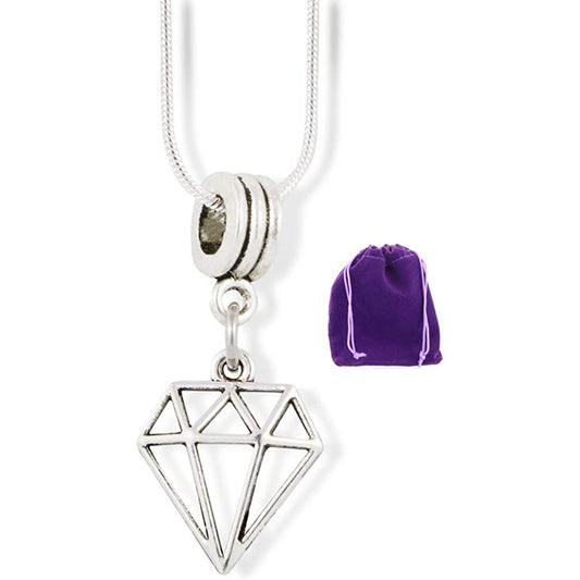 Geometric Diamond Charm Necklace with Stainless Steel Snake Chain