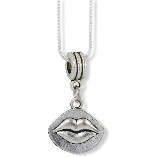 Lips Oval Mouth Charm Necklace with Stainless Steel Snake Chain