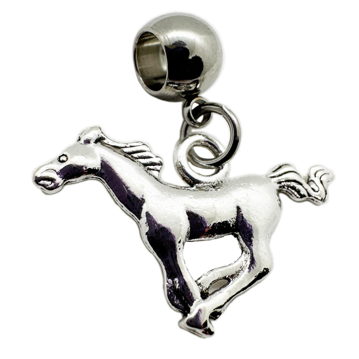 Horse Galloping Running Charm with Stainless Steel Connector