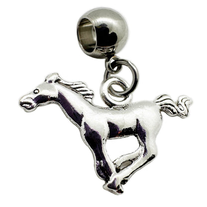 Horse Galloping Running Charm with Stainless Steel Connector