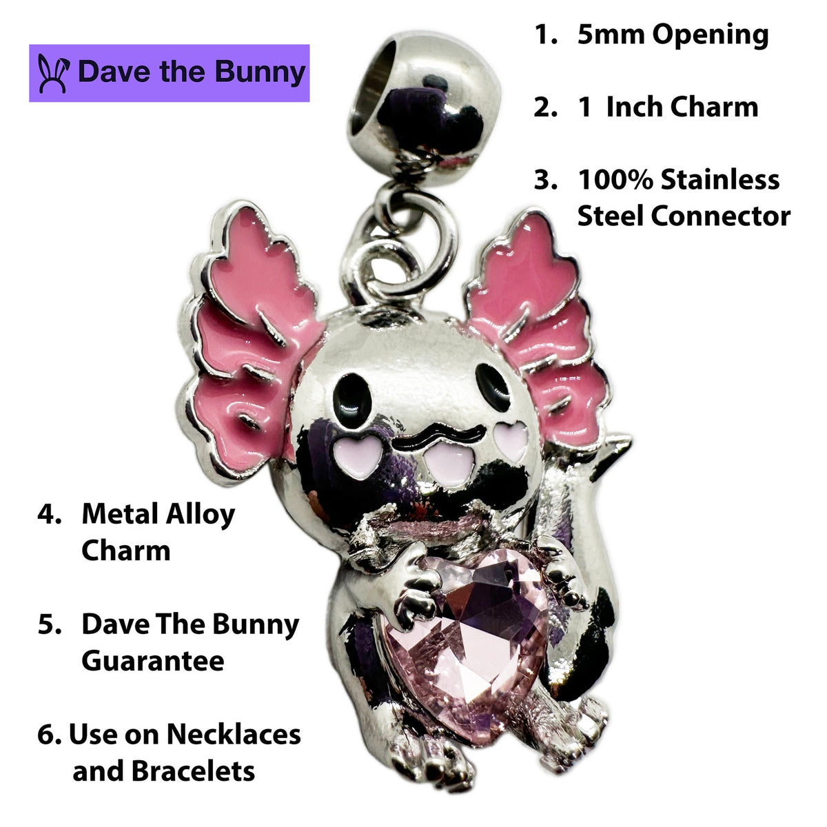 Axolotl Sea Marine Charm Necklace with Stainless Steel Snake Chain