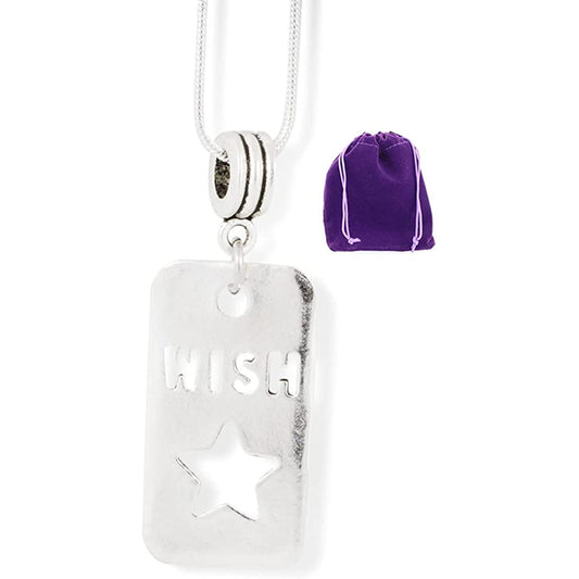 Wish Charm Necklace with Stainless Steel Snake Chain
