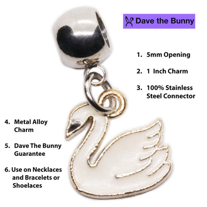 Swan Charm Necklace with Stainless Steel Snake Chain