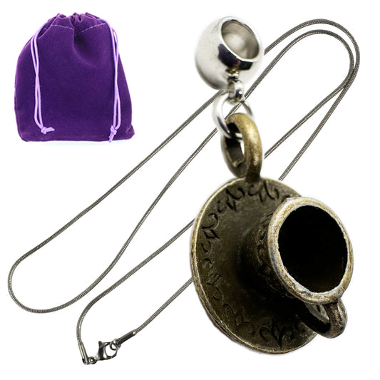Tea Cup Charm Necklace with Stainless Steel Snake Chain