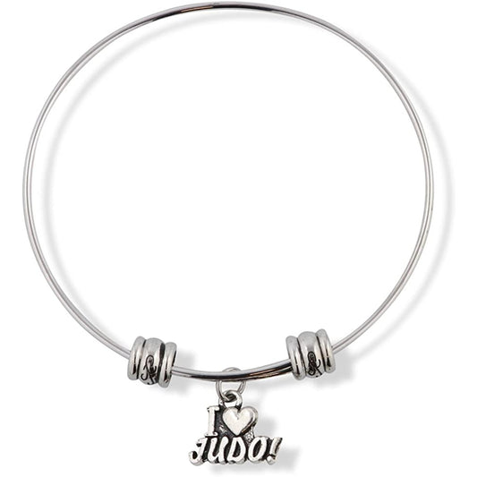I Love Judo Martial Arts Fighting Charm Bangle Bracelet