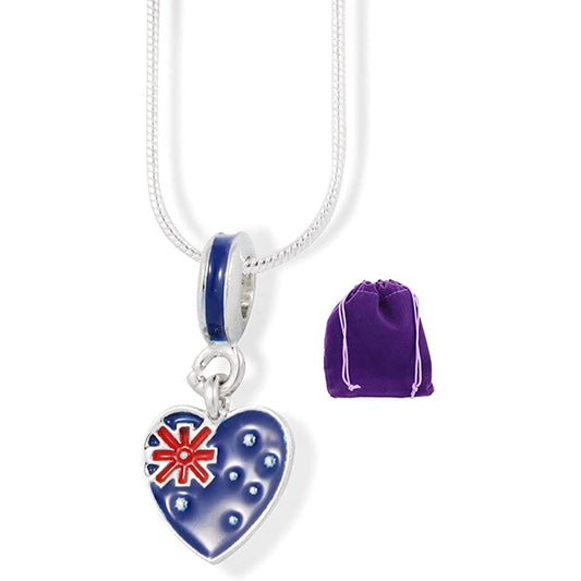 Australian Flag Charm Necklace with Stainless Steel Snake Chain
