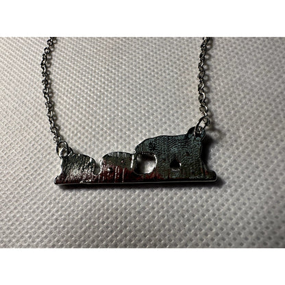 Mama Bear 2 Cubs Charm Necklace with Stainless Steel Snake Chain