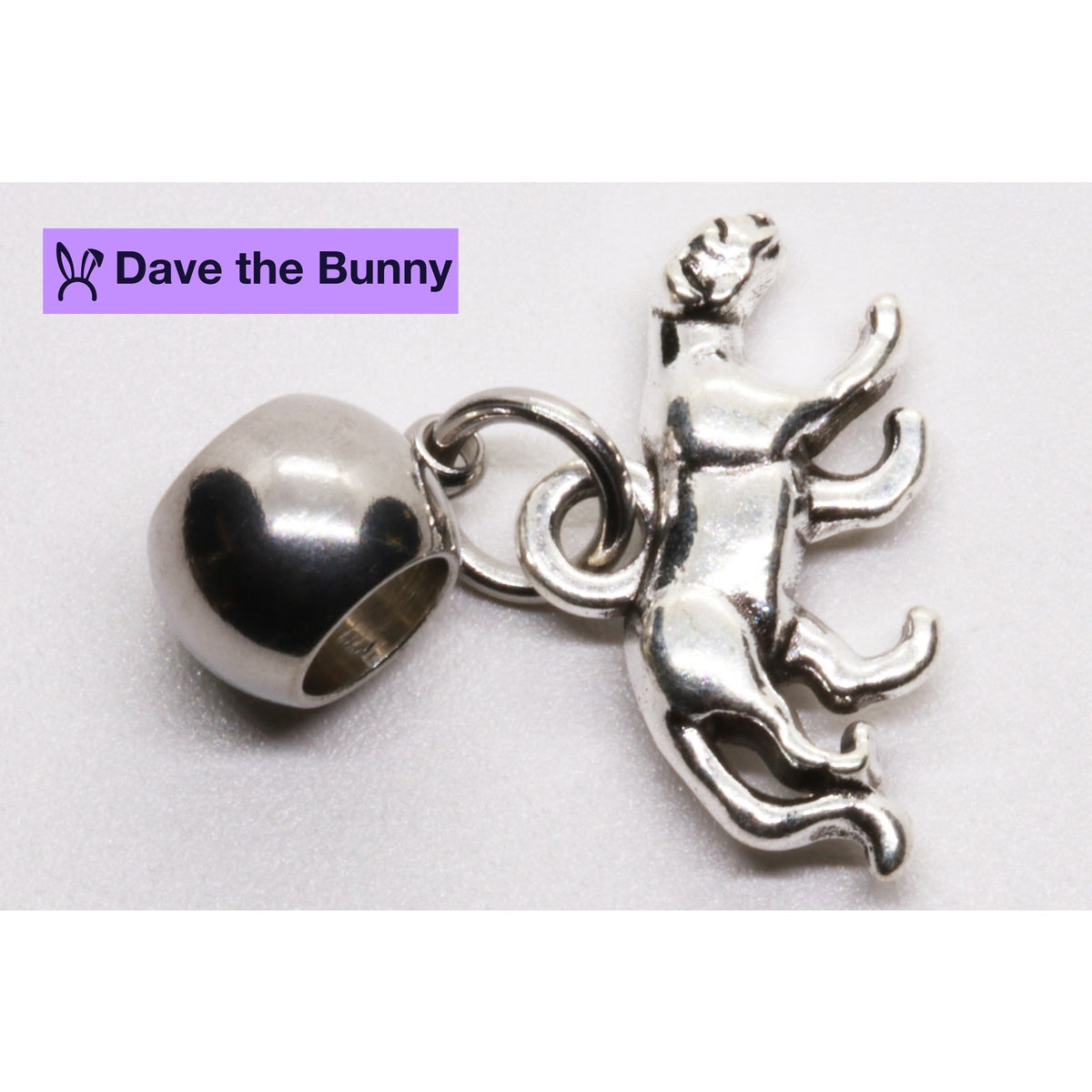 Cat Charm with Stainless Steel Connector