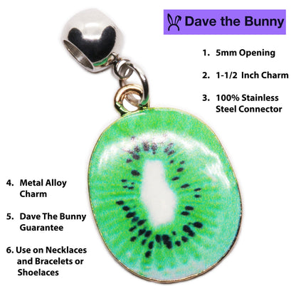 Kiwi Slice Charm Necklace with Stainless Steel Snake Chain